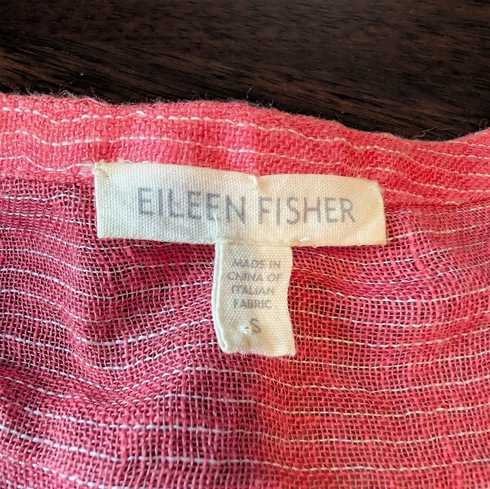Eileen Fisher 100% Gauzy Linen Tunic, Women's Small, Salmon - Picture 2 of 5